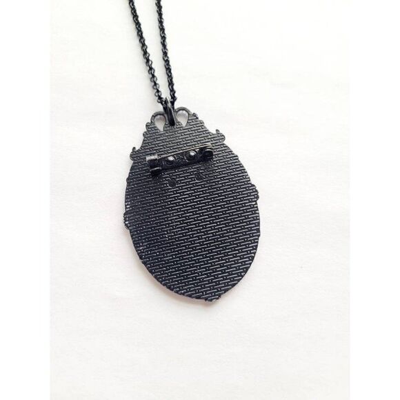 Teal Blue Black Sugar Skull Day Dead Gothic Rockabilly Cameo Brooch Valentine’s - Picture 5 of 5